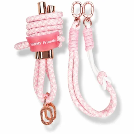 cuerda para movil nimmy friends rosa y blanco 1